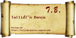 Tallián Bence névjegykártya