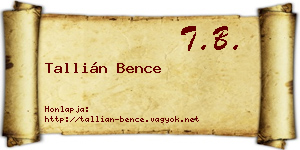 Tallián Bence névjegykártya